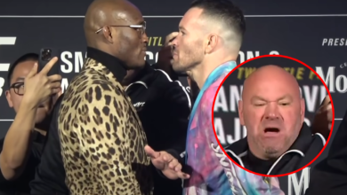(VIDEO) Dana White uderzony przez Kamaru Usmana podczas staredownu. Reakcja szefa UFC hitem Internetu: "Myślę, że miał właśnie mały atak serca"
