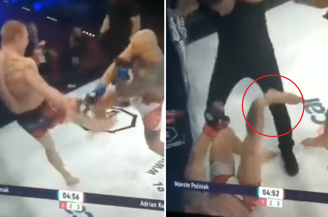 (VIDEO) Polski zawodnik złamał nogę jak McGregor! Koszmarna kontuzja po pierwszym kopnięciu!