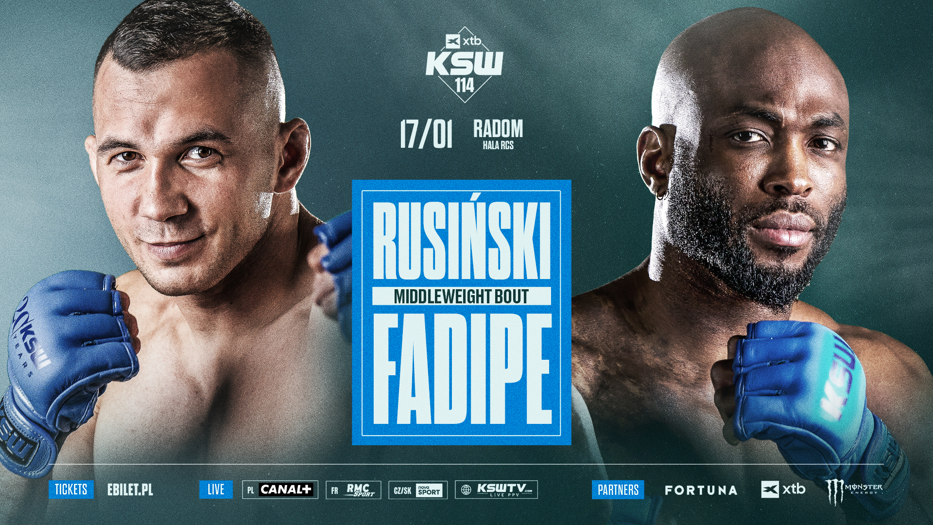 Henry Fadipe vs. Konrad Rusiński na XTB KSW 114. Cezariusz Kęsik wypadł z gali